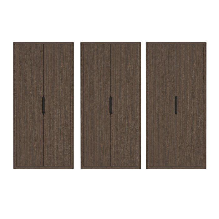 Rivington Modern 38" Bookcase Cabinet in Walnut - Set of 3