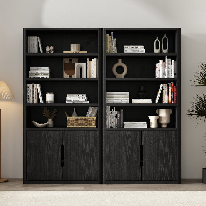 Rivington Modern 40" Bookcase Cabinet in Black - Set of 2