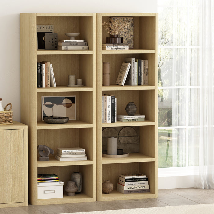 Rivington Modern 28" Open Bookcase in Natural Oak - Set of 2