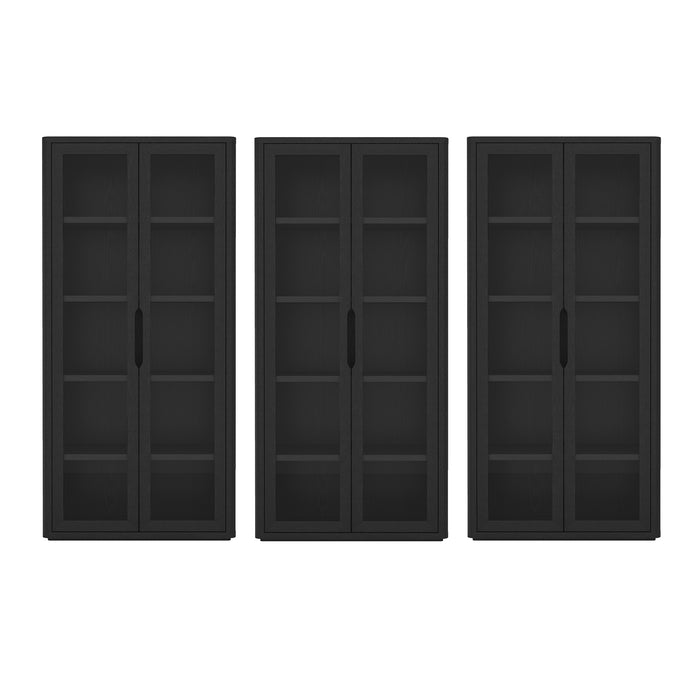 Rivington Modern 38" Bookcase Cabinet in Black - Set of 3