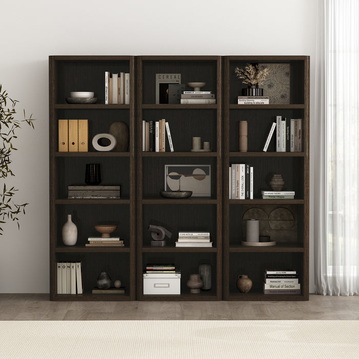 Rivington Modern 28" Open Bookcase in Dark Walnut - Set of 3