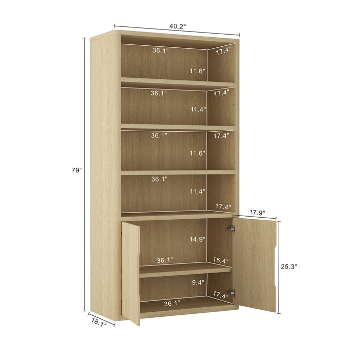 Rivington Modern 40" Bookcase Cabinet in Natural Oak