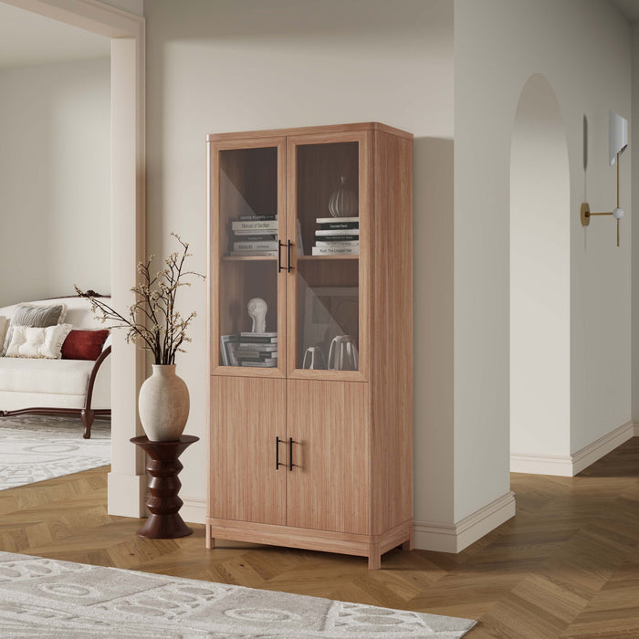 Jodie Mid-Century Modern 31" Bookcase Cabinet in Maple (6-Shelf)