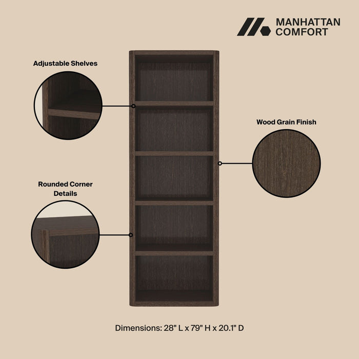 Rivington Modern 28" Open Bookcase in Dark Walnut