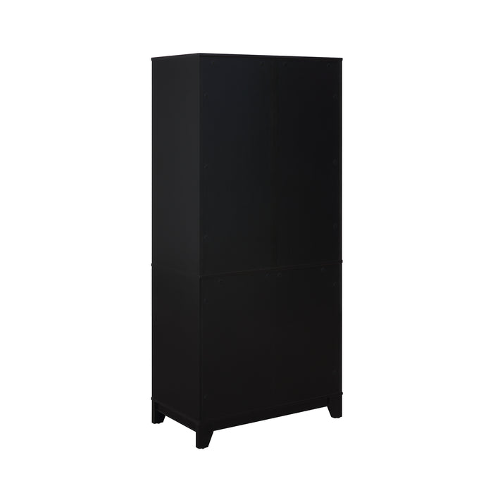 Sheridan Mid-Century Modern 31" Bookcase Cabinet in Black (7-Shelf) - Set of 2