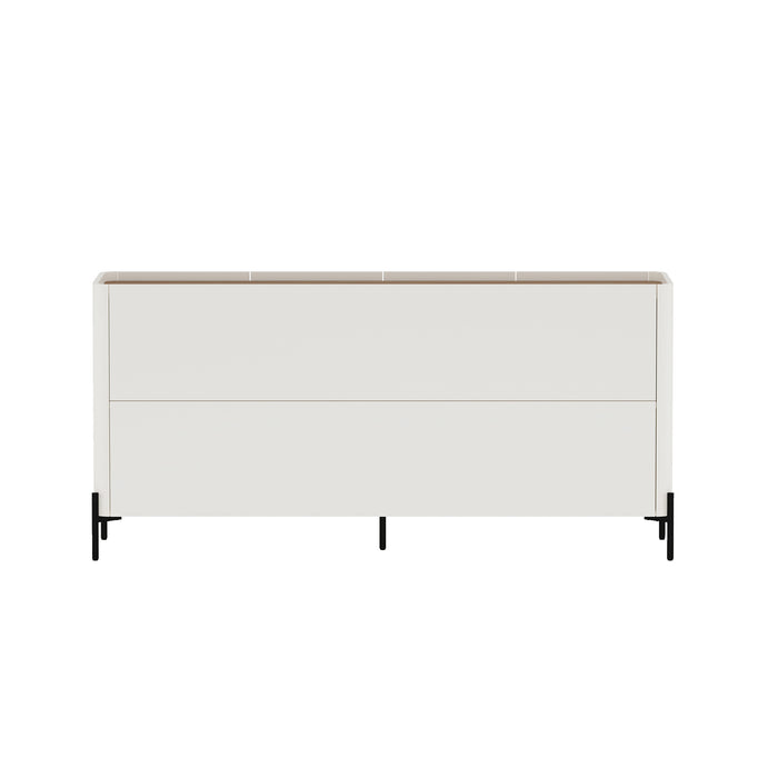 Abbey Modern 2-Piece Buffet and Bookcase in Maple and Off White