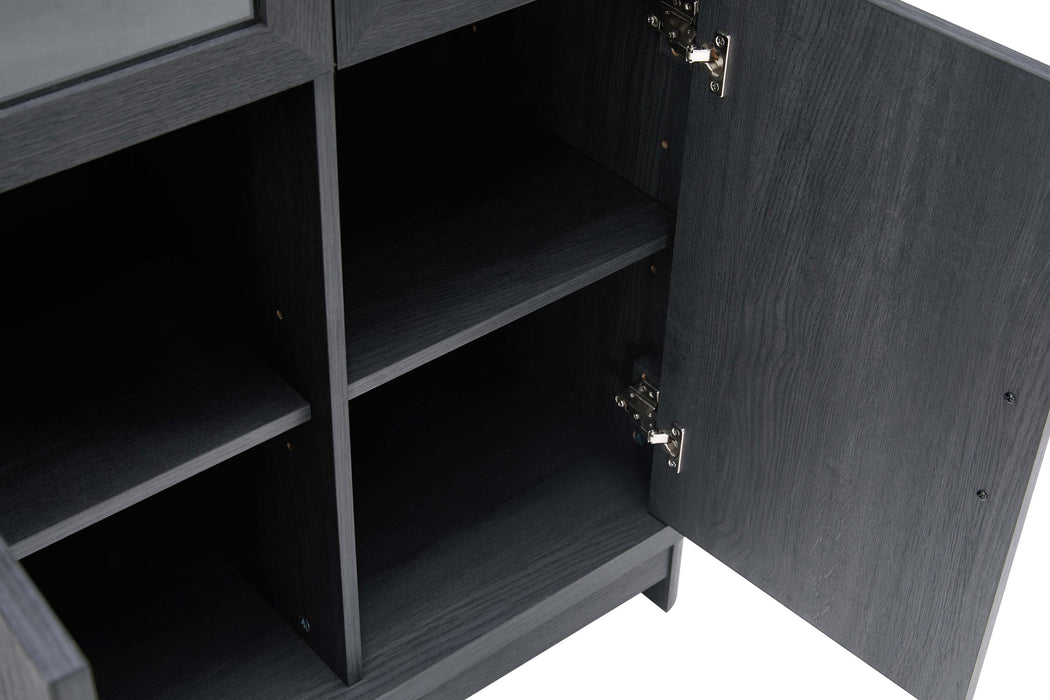 Jodie Mid-Century Modern 31" Bookcase Cabinet in Charcoal Gray (6-Shelf) - Set of 3