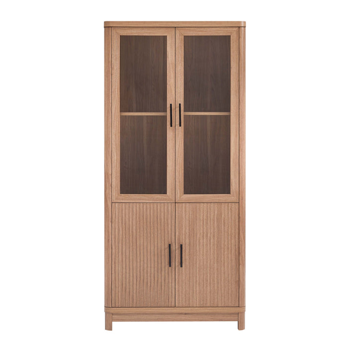 Jodie Mid-Century Modern 31" Bookcase Cabinet in Maple (6-Shelf)