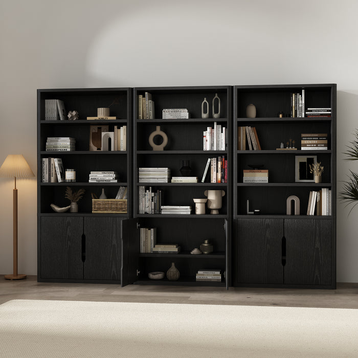 Rivington Modern 40" Bookcase Cabinet in Black - Set of 3