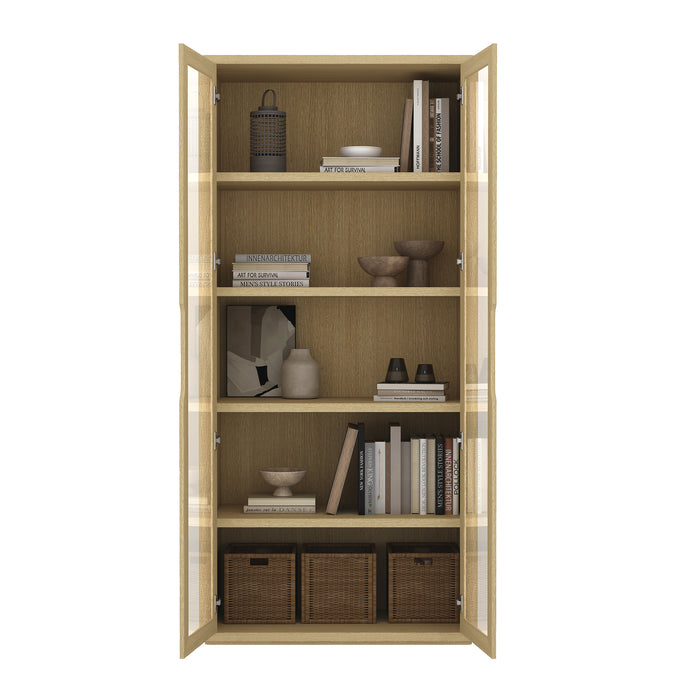 Rivington Modern 38" Bookcase Cabinet in Natural Oak - Set of 2
