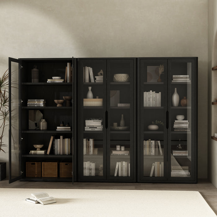Rivington Modern 38" Bookcase Cabinet in Black - Set of 3