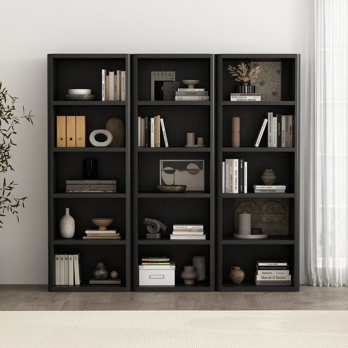 Rivington Modern 28" Open Bookcase in Black - Set of 3