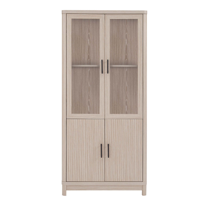 Jodie Mid-Century Modern 31" Bookcase Cabinet in Whitewashed Oak (6-Shelf)