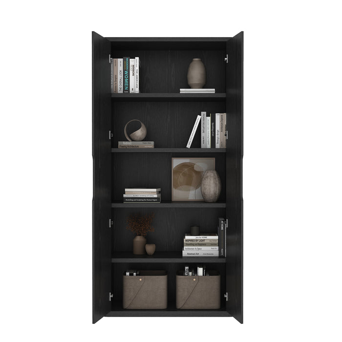 Rivington Modern 38" Bookcase Cabinet in Black - Set of 2