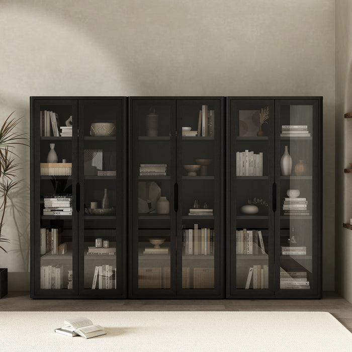 Rivington Modern 38" Bookcase Cabinet in Black - Set of 3