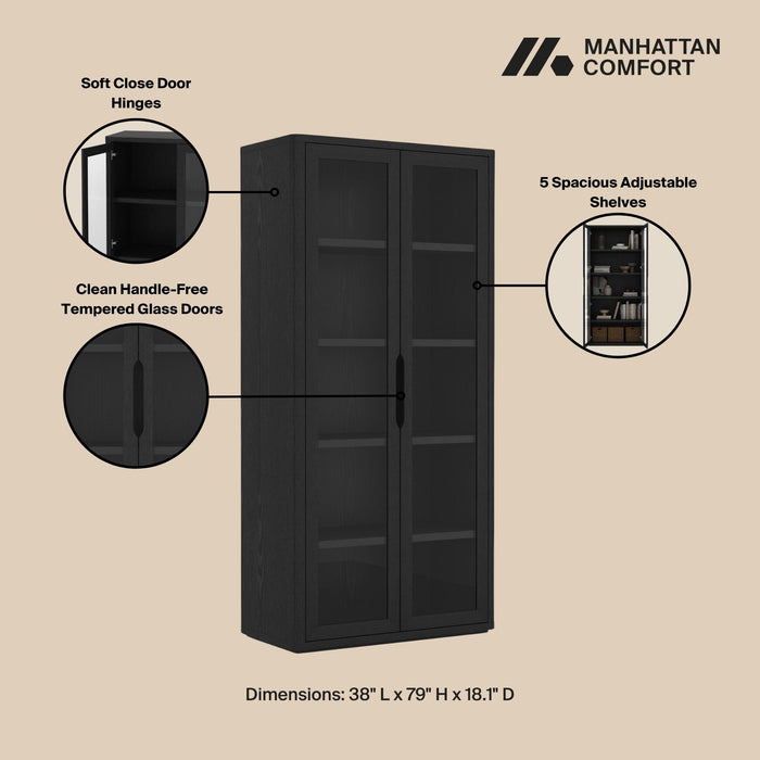 Rivington Modern 38" Bookcase Cabinet in Black - Set of 2