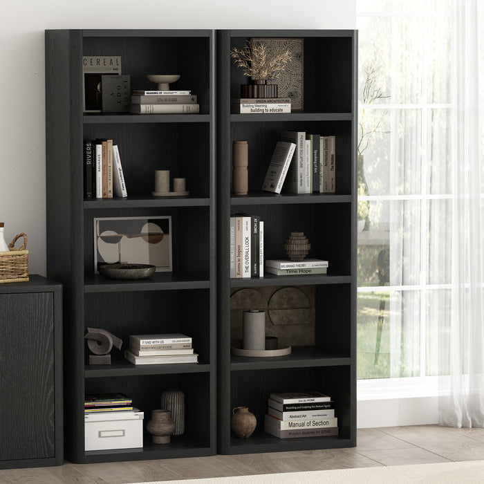 Rivington Modern 28" Open Bookcase in Black - Set of 2