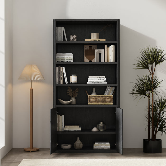 Rivington Modern 40" Bookcase Cabinet in Black