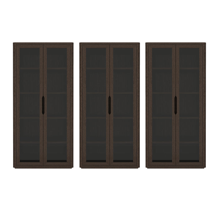 Rivington Modern 38" Bookcase Cabinet in Walnut - Set of 3