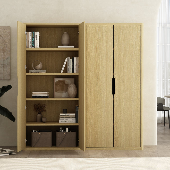 Rivington Modern 38" Bookcase Cabinet in Natural Oak - Set of 2