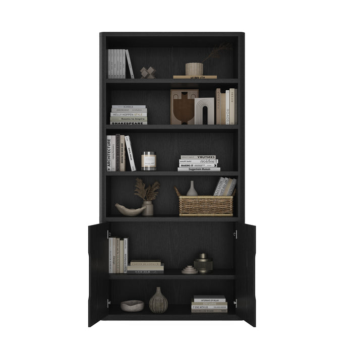 Rivington Modern 40" Bookcase Cabinet in Black - Set of 2
