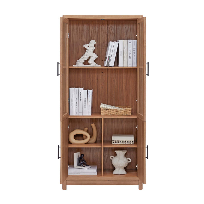 Jodie Mid-Century Modern 31" Bookcase Cabinet in Maple (6-Shelf)