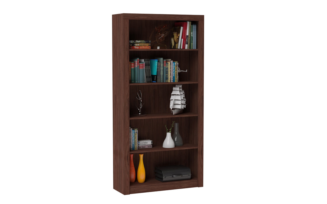 Olinda Mid-Century Modern 36" Open Bookcase in Walnut Brown (5-Shelf)