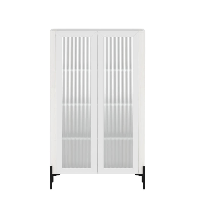 Abbey Modern 32" Tempered Glass Bookcase Cabinet in White (4-Shelf)
