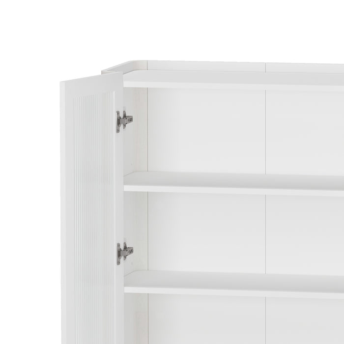 Abbey Modern 32" Tempered Glass Bookcase Cabinet in White (4-Shelf)