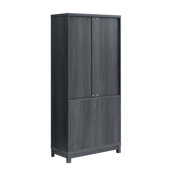 Jodie Mid-Century Modern 31" Bookcase Cabinet in Charcoal Gray (6-Shelf) - Set of 3