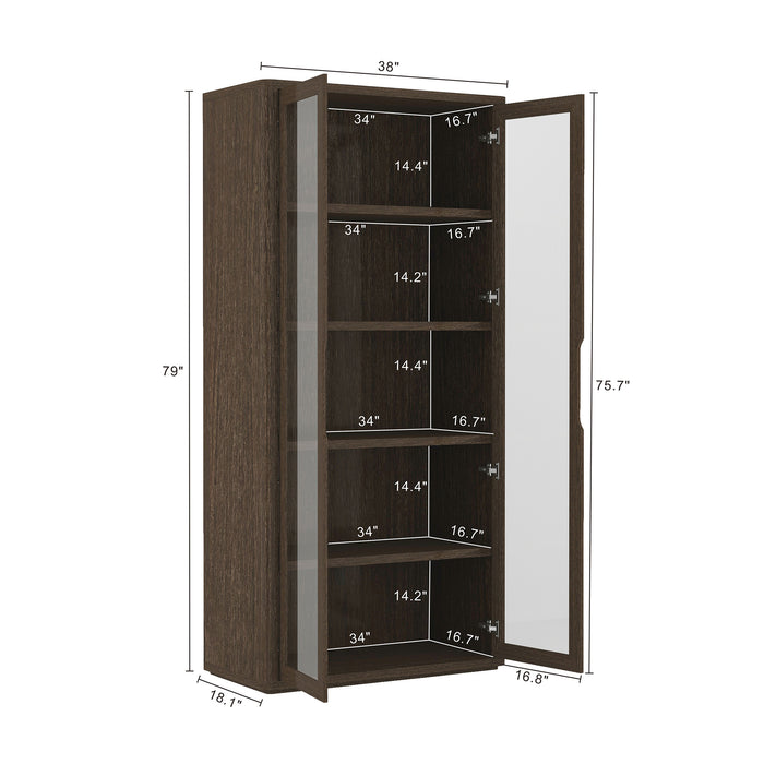 Rivington Modern 38" Bookcase Cabinet in Walnut - Set of 2