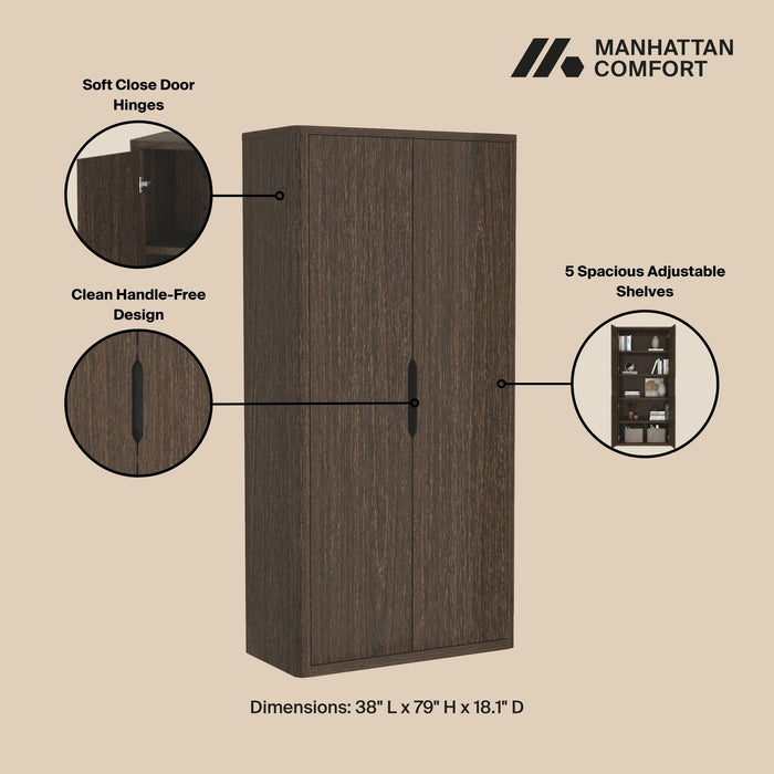 Rivington Modern 38" Bookcase Cabinet in Walnut - Set of 2