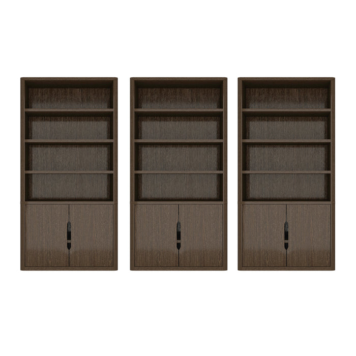 Rivington Modern 40" Bookcase Cabinet in Walnut - Set of 3
