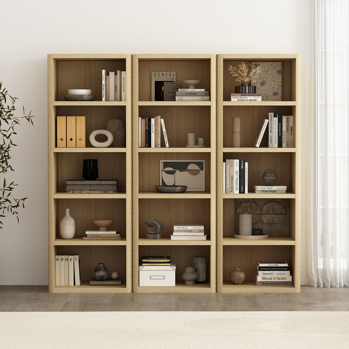 Rivington Modern 28" Open Bookcase in Natural Oak - Set of 3
