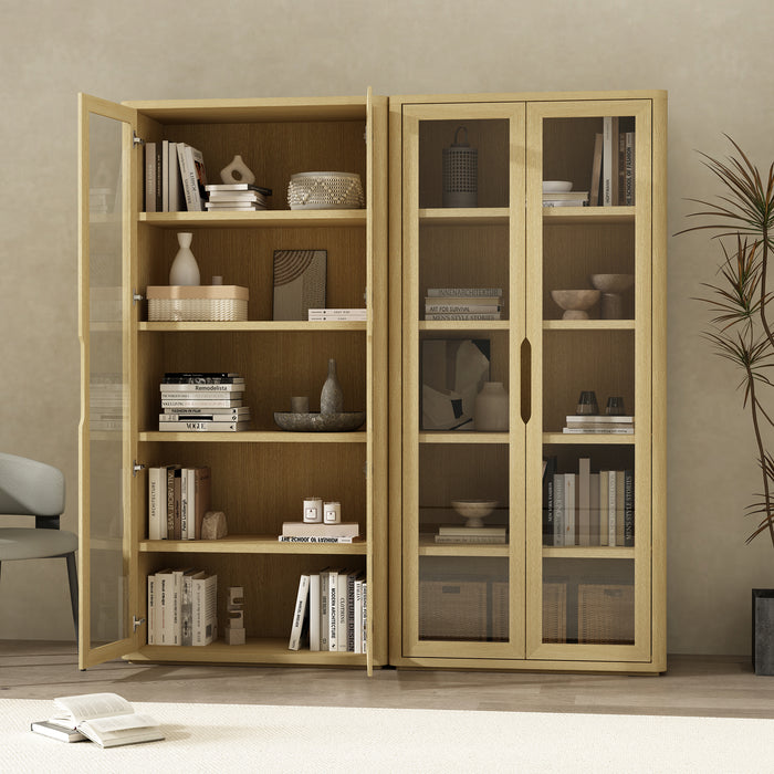 Rivington Modern 38" Bookcase Cabinet in Natural Oak - Set of 2