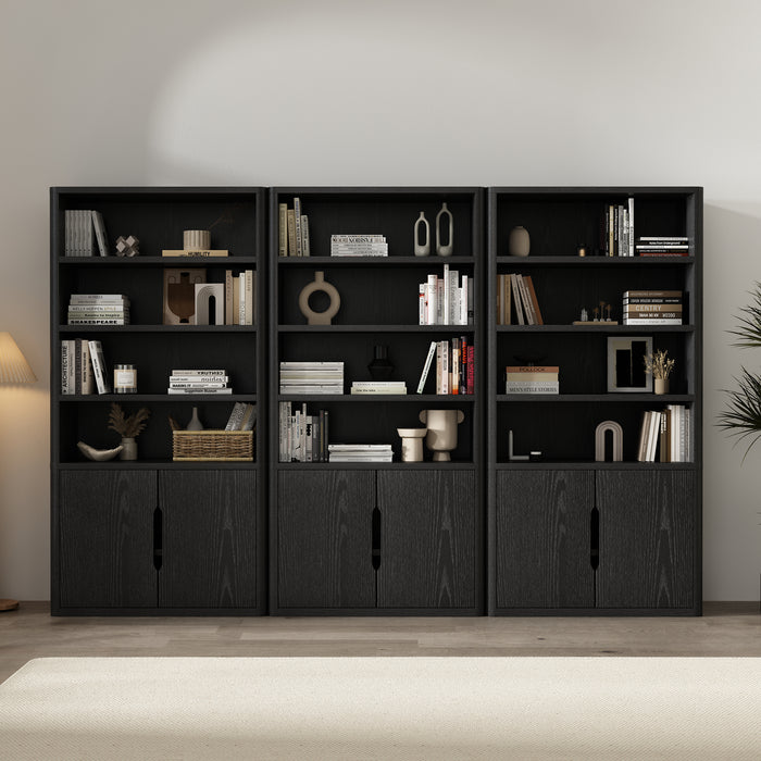 Rivington Modern 40" Bookcase Cabinet in Black - Set of 3
