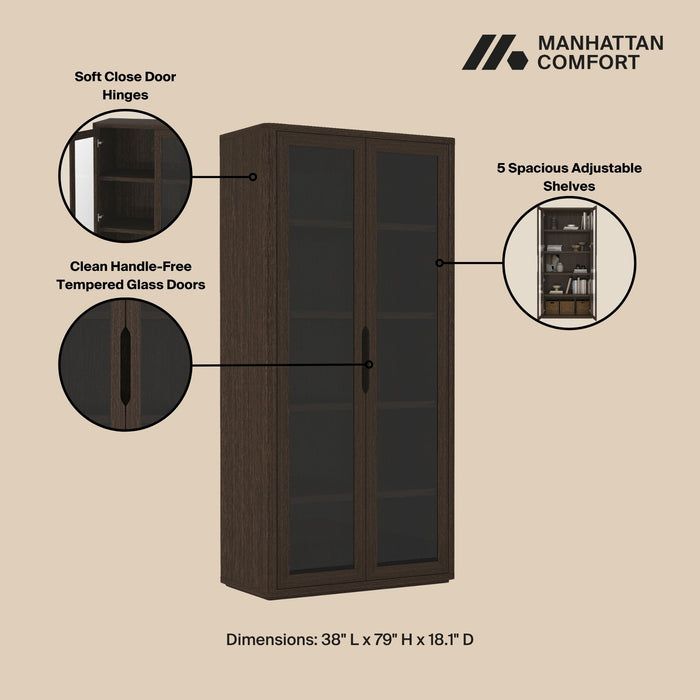 Rivington Modern 38" Bookcase Cabinet in Walnut - Set of 3