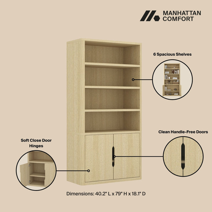 Rivington Modern 40" Bookcase Cabinet in Natural Oak