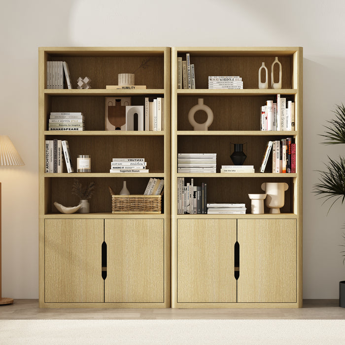 Rivington Modern 40" Bookcase Cabinet in Natural Oak - Set of 2