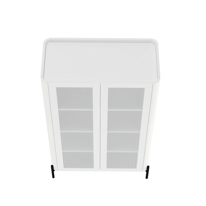 Abbey Modern 32" Tempered Glass Bookcase Cabinet in White (4-Shelf)