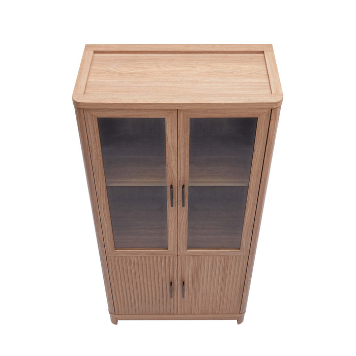 Jodie Mid-Century Modern 31" Bookcase Cabinet in Maple (6-Shelf)