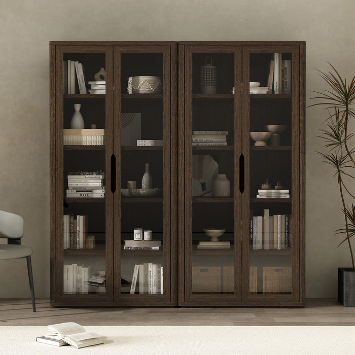 Rivington Modern 38" Bookcase Cabinet in Walnut - Set of 2