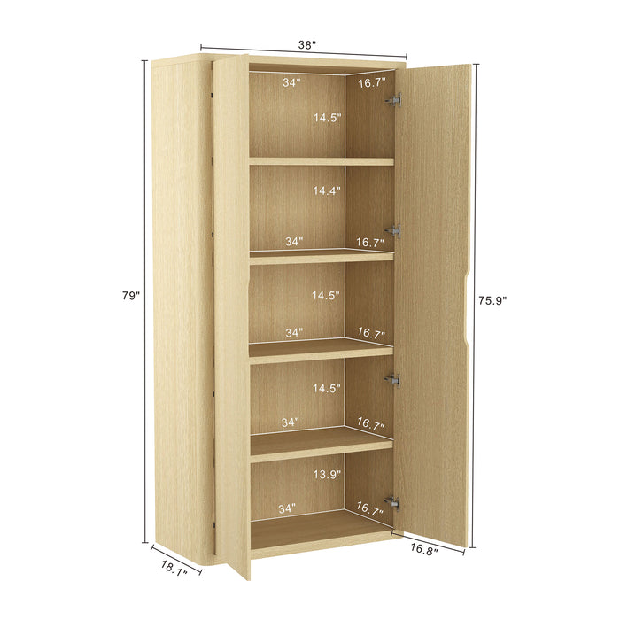 Rivington Modern 38" Bookcase Cabinet in Natural Oak - Set of 3