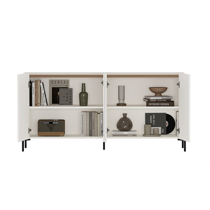 Abbey Modern 2-Piece Buffet and Bookcase in Maple and Off White