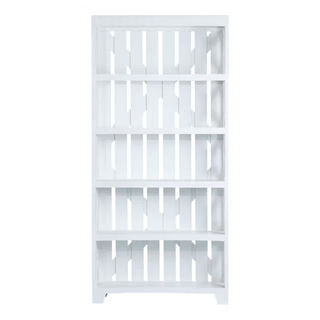 Crestview Collection Brambleton Rustic White Bookcase - 5 Spacious Shelves, Elegant Painted Finish - CVFMR2250